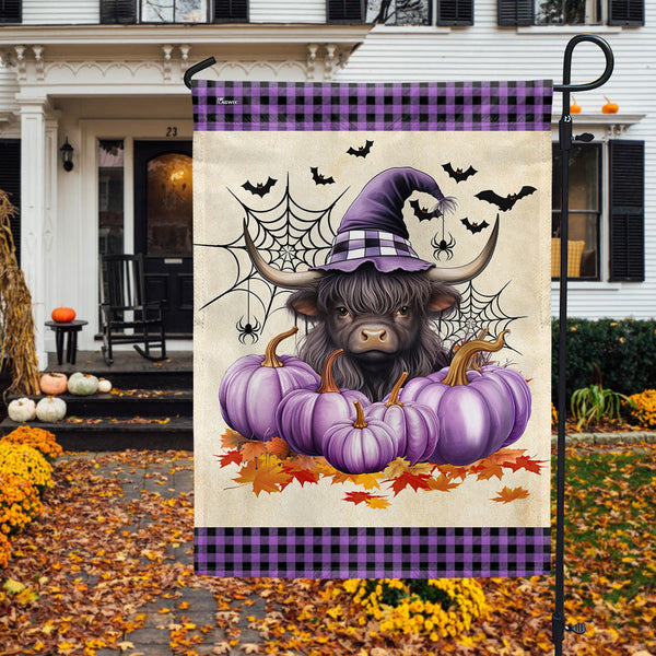 Highland Cow Baby Halloween Flag Highland Cattle, Fluffy Cow