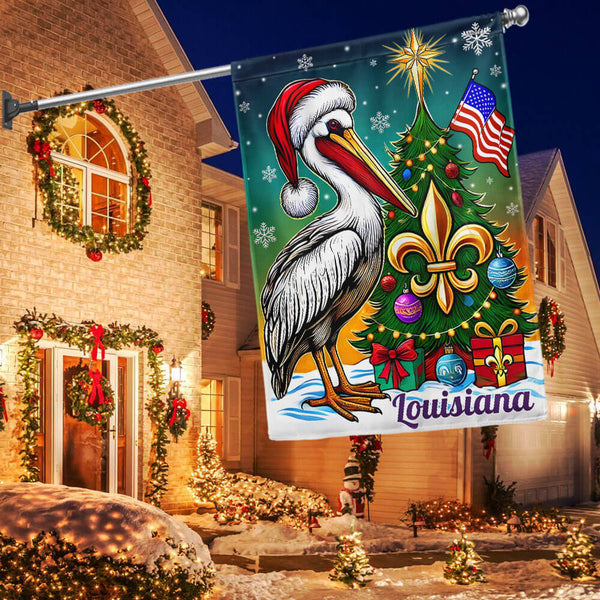 Louisiana Pelican Christmas Flag MLN4112F