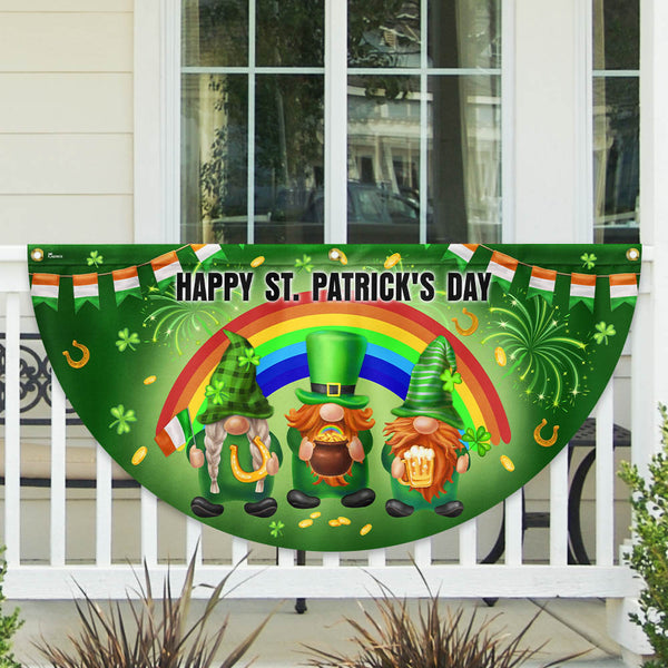 Irish Gnomes Happy St. Patrick's Day Irish Non-Pleated Fan Flag TPT1626FL