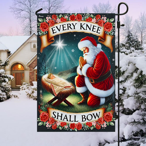 Christmas Santa Claus Every Knee Shall Bow Flag MLN4072F