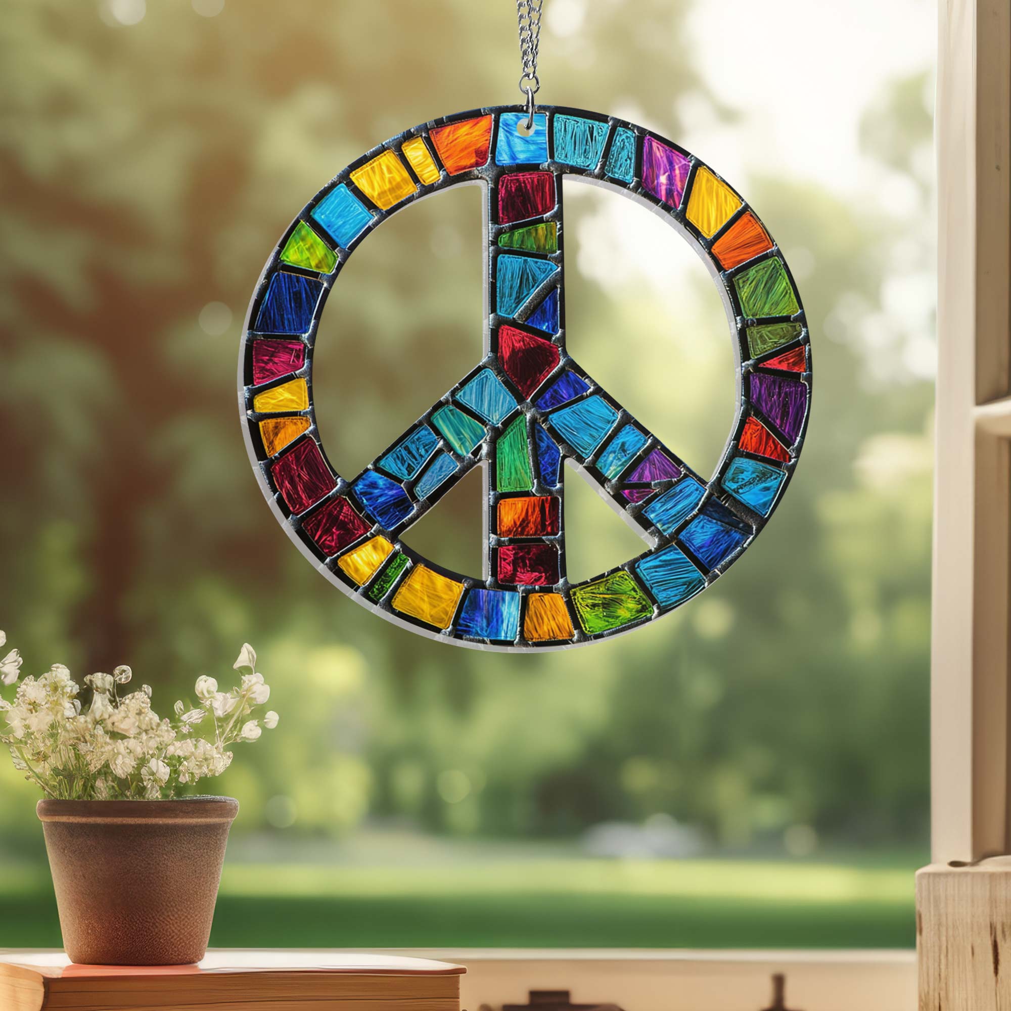 Hippie Peace Sign Suncatcher Acrylic Hanging Sign MLN4417AS – Flagwix