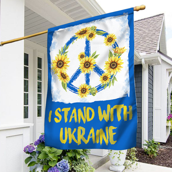 I Stand With Ukraine Peace Sign Support Ukraine Flag
