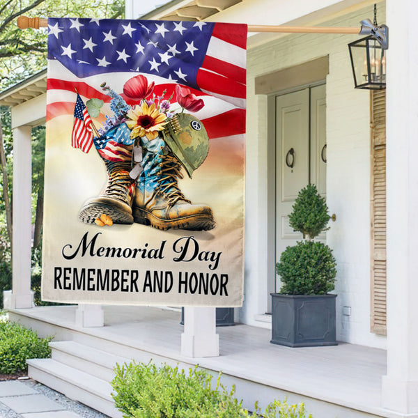 Memorial Day Flag Remember And Honor Thank You Veterans Boots