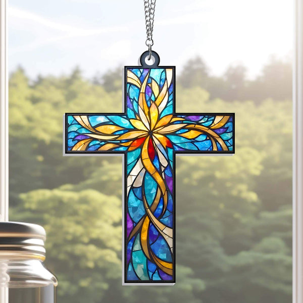 Christian Cross Suncatcher Hanging Sign MLN4414AS