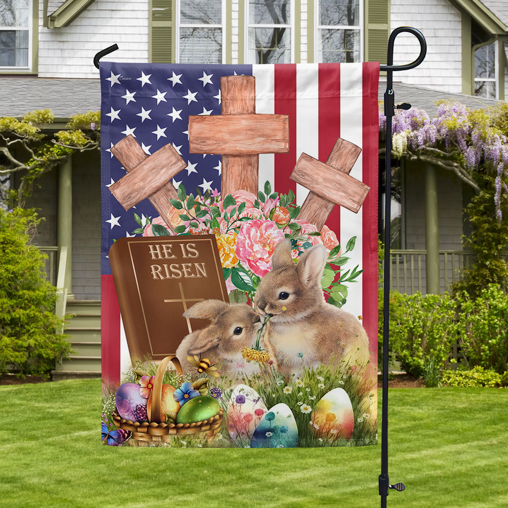 Easter Rabbit Bunny Flag He Is Risen Easter Day American Flag – Flagwix