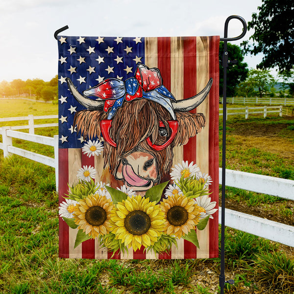 American Flag Cow – Highland Cattle Flag for Patriotic Decor