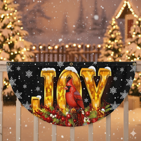 Cardinal Christmas Joy To The World Non-Pleated Fan Flag  3-Day Shipping