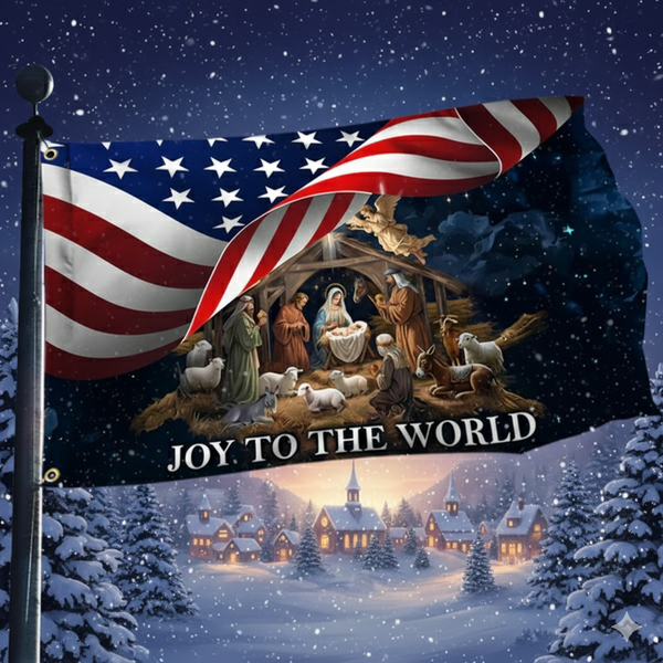 Nativity Of Jesus Christmas Joy To The World Grommet Flag