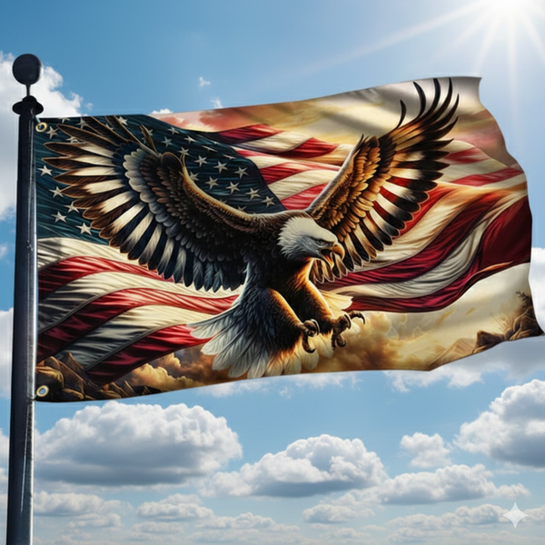 Patriotic Eagle American Grommet Flag