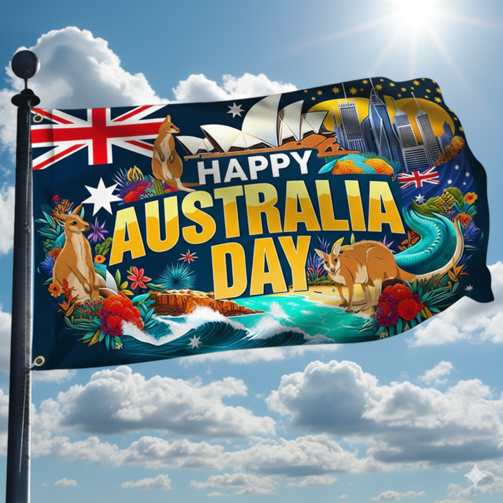 Hapy Rommet Happy Australia Day Grommet Flag – Flagwix
