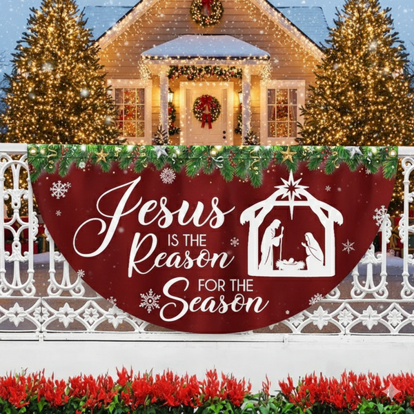 Jesus Is The Reason For The Season Christmas Non-Pleated Fan Flag