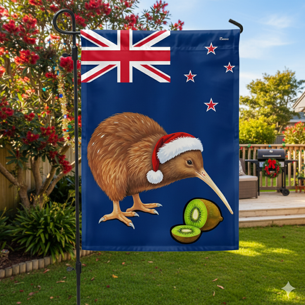 New Zealand Kiwi Bird Merry Christmas Flag