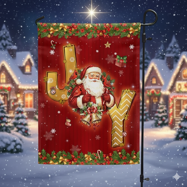 Joy To The World Flag | Santa Claus Cardinal Christmas Flag