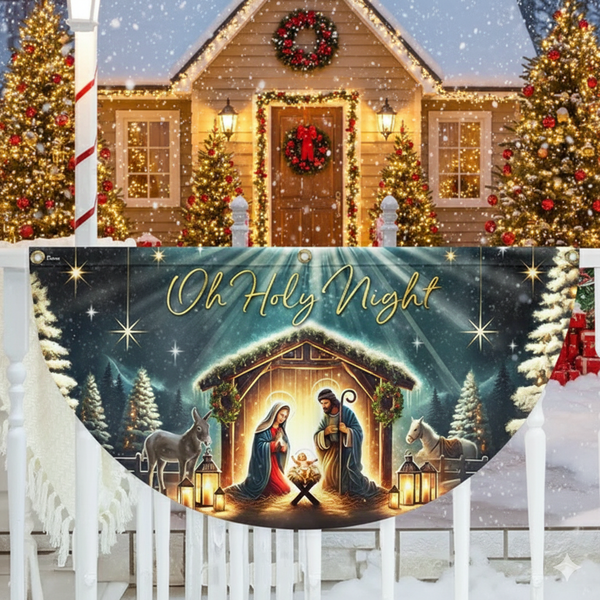 Christmas Nativity Of Jesus Christ Holy Night Non-Pleated Fan Flag  3-Day Shipping