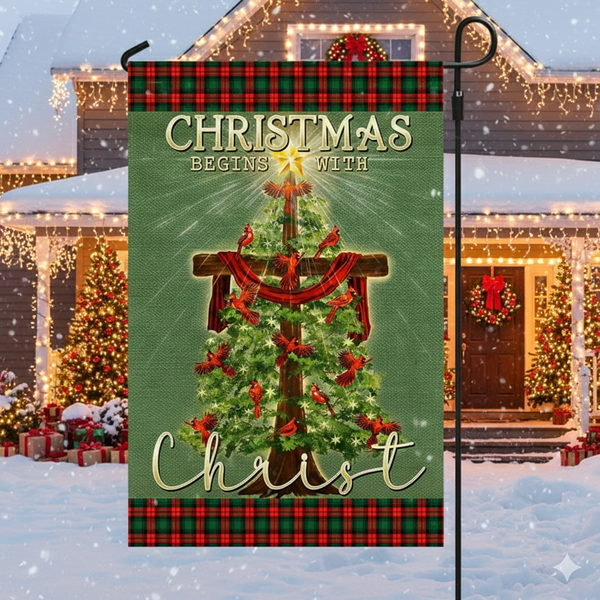 Christmas Begins With Christ Flag