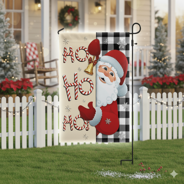 Christmas Santa Claus Welcome Home Ho Ho Ho Flag
