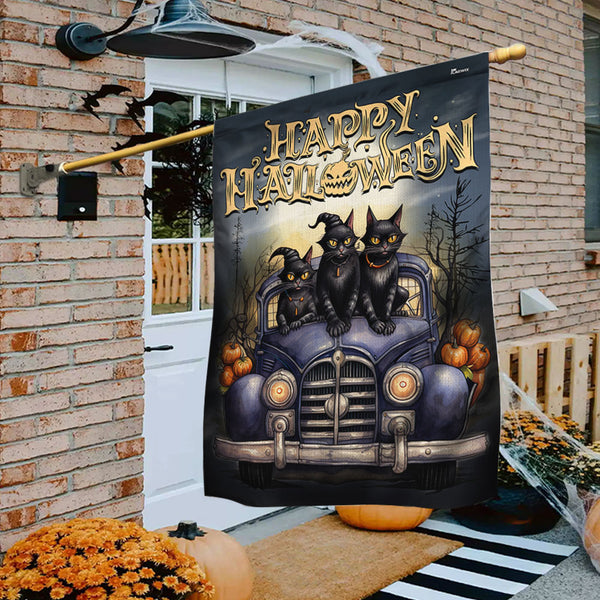 Black Cat Halloween Truck Flag