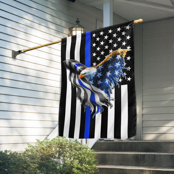 Flagwix American Flag - The Thin Blue Line. Police. Law Enforcement American Eagle Flag TPT2772TNB