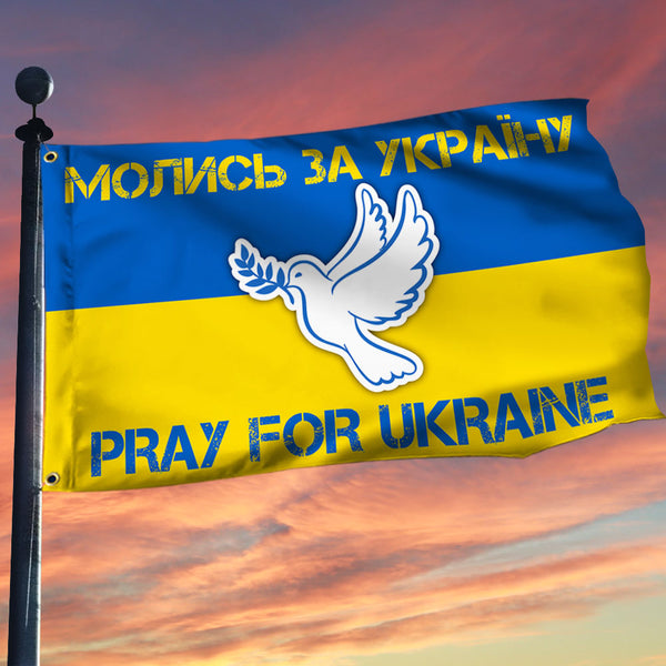 Ukrainian Grommet Flag Pray for Ukraine