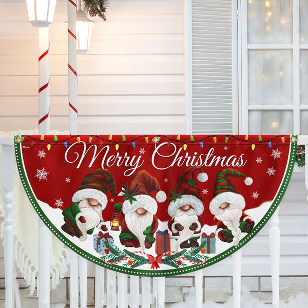 Merry Christmas Gnomes Non-Pleated Fan Flag TQN3887FL