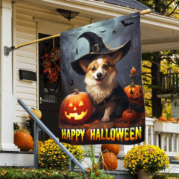 Corgi Dog Halloween Flag