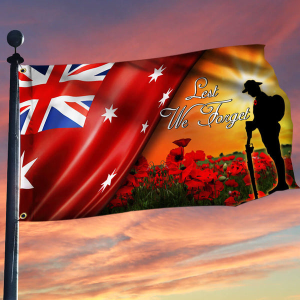 Australia Flag, Lest We Forget Veteran Australian Grommet Flag, Flag for Australia Day