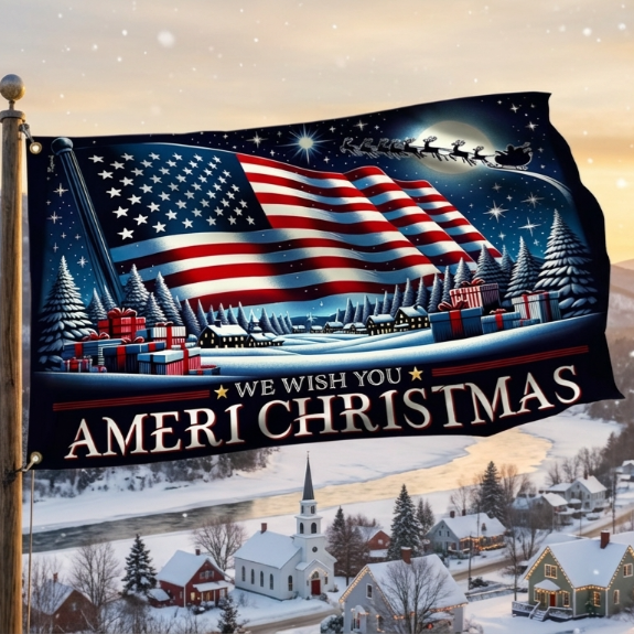 We Wish You Ameri Christmas Flag
