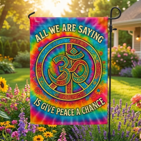 Woodstock OM Hippie Flag | All We Are Saying Is Give Peace A Chance Flag