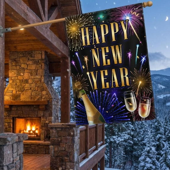 Happy New Year Fireworks Flag