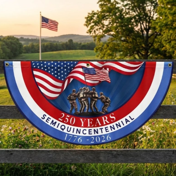 Flagwix American Flag - USA 250th Anniversary Semiquincentennial Non-Pleated Fan Flag