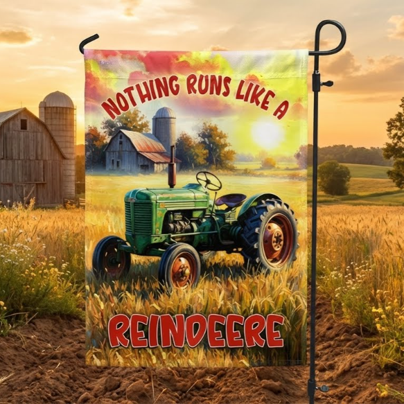 Green Tractor Farmer Flag | Nothing Runs Like a Reindeere US Flag