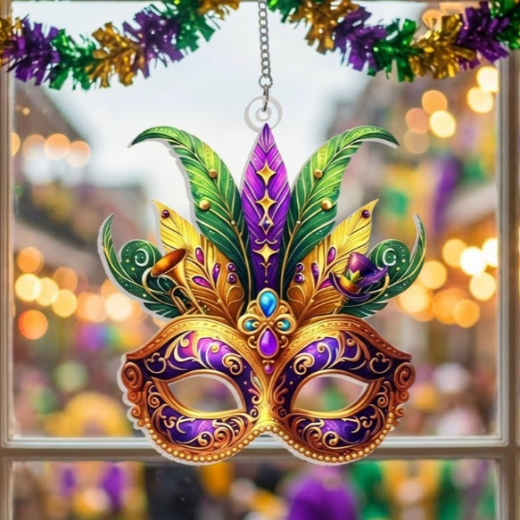Happy Mardi Gras Suncatcher | Louisiana Carnival Window Hanging Decoration