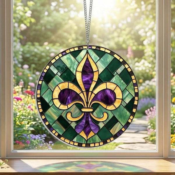 Louisiana Fleur De Lis Suncatcher Mardi Gras Fleur de Lis Acrylic Hanging Sign