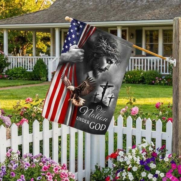 One Nation Under God Flag, Patriotic American Christian Decoration