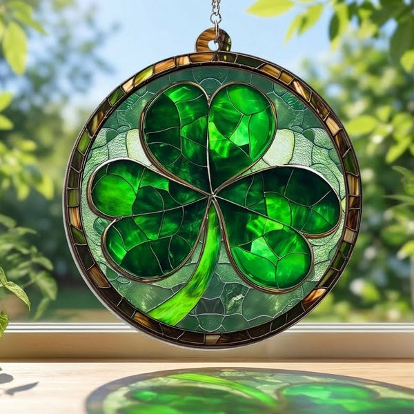 Shamrock Irish Saint Patrick's Day 2 Layered Hanging Suncatcher