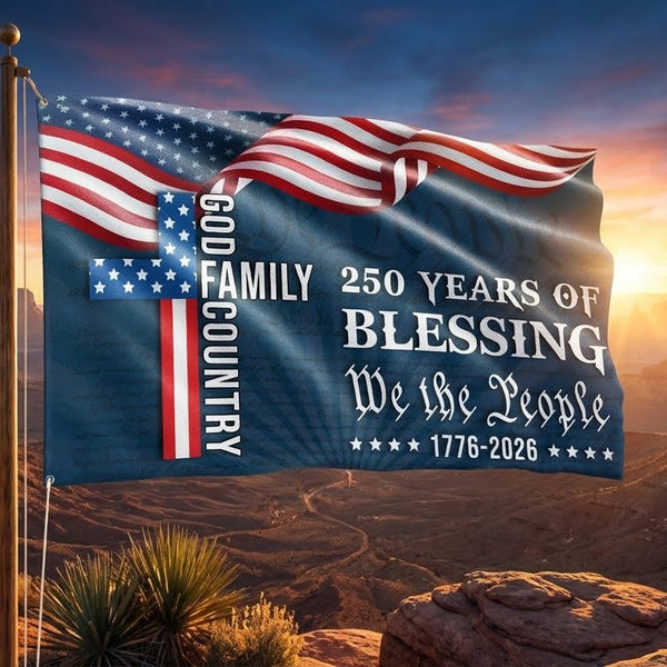 We The People American Flag, 250 Years Blessing 1776 2026 Grommet Flag