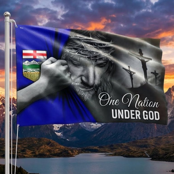 Jesus Flag, One Nation Under God Canadian Province Alberta Grommet Flag