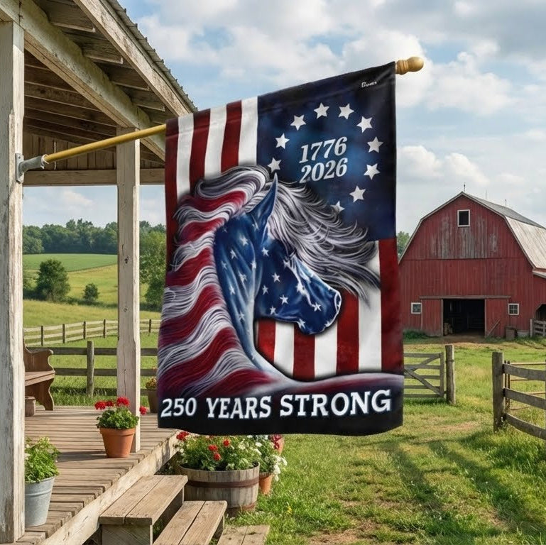 Stallion Grad Flag Patriotic Horse Flag, 250 Years Strong Patriotic Horse 4th Of July US ...