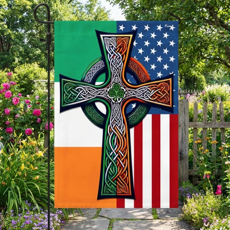 Irish Celtic Knot Cross St. Patrick's Day Irish American Flag