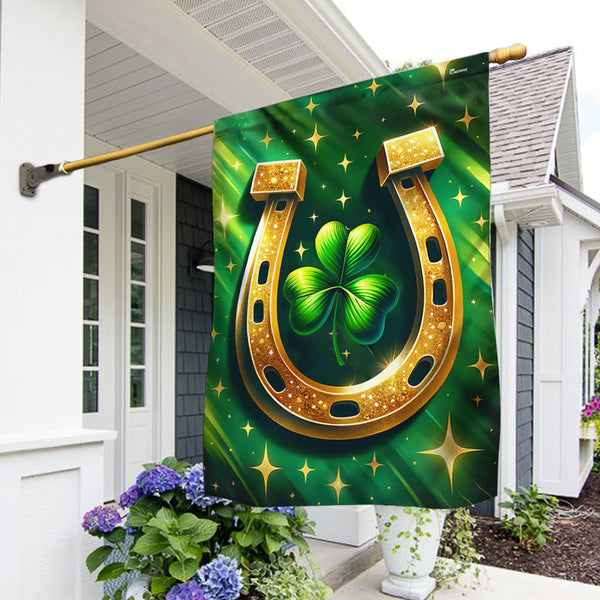 FLAGWIX  St Patrick's Day Horseshoe Shamrock Flag TQN2445F