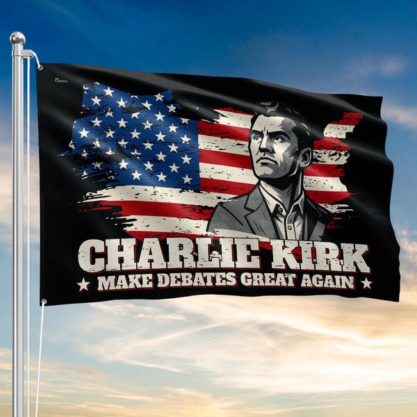Charlie Kirk Make Debates Great Again Patriotic Grommet Flag