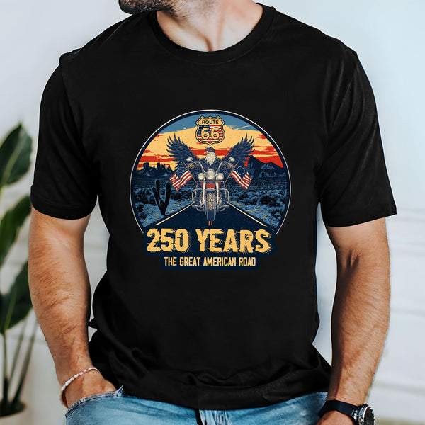 250 Years Route 66 Motor Patriotic T-Shirt | The Great American Road Tee