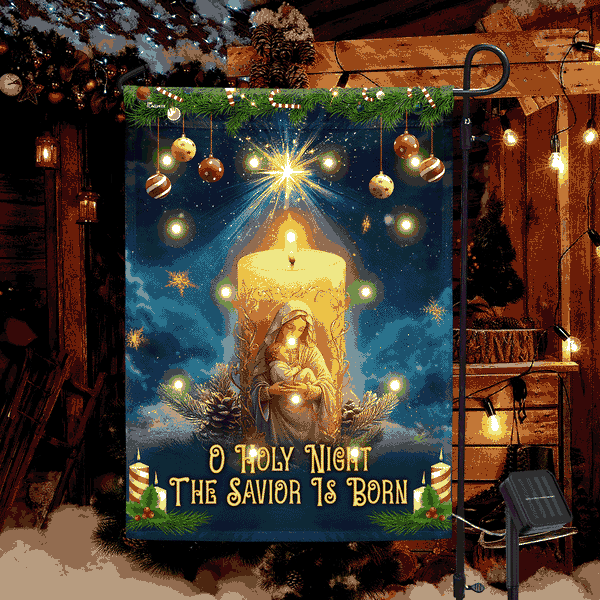O Holy Night Christmas Flag | The Savior Is Born Christian Faith Decor