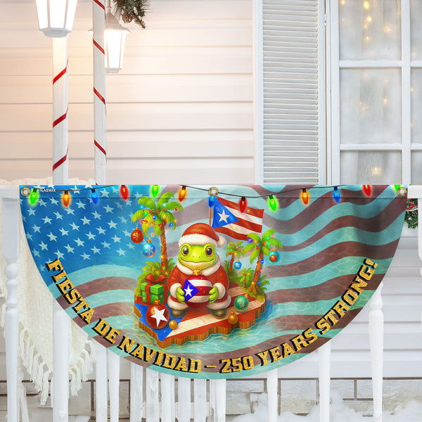 Puerto Rico Christmas Fan Flag – Fiesta De Navidad 250 Years Strong