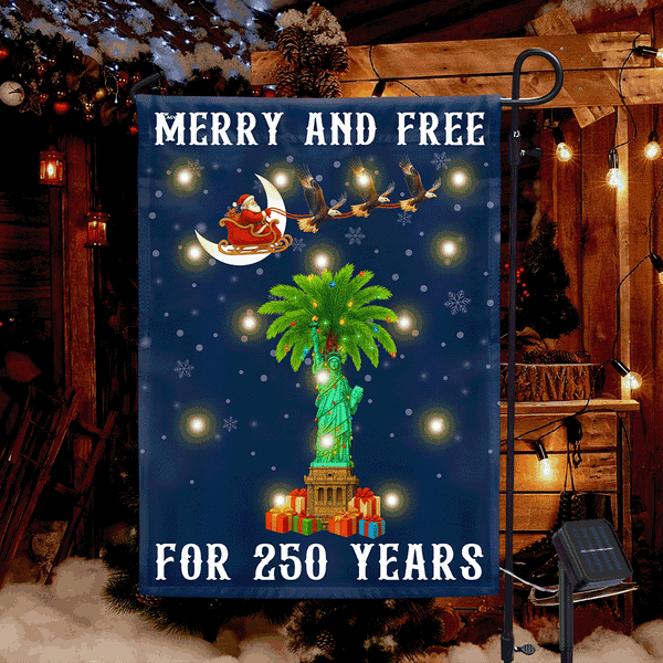 South Carolina 250th Christmas Solar LED Garden Flag Santa Eagle Decor