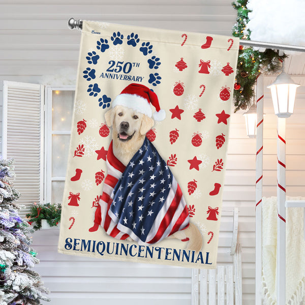 Patriotic Yellow Labrador Retriever Flag American 250th Christmas Decor