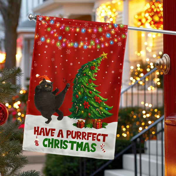 Black Cat Bombay Christmas Flag – Have A Purrfect Christmas Outdoor Decor