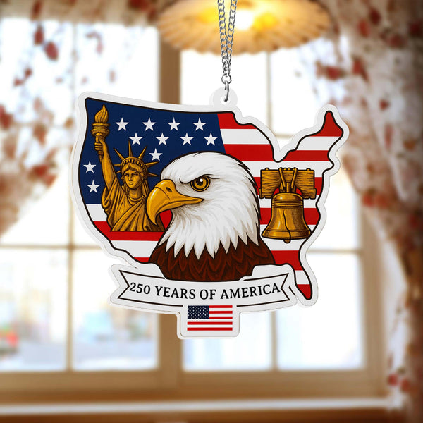 USA 250th Anniversary Suncatcher | Patriotic Eagle Liberty Hanging Decor