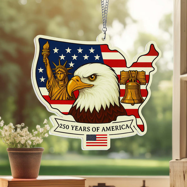 USA 250th Anniversary Suncatcher | Patriotic Eagle Liberty Hanging Decor