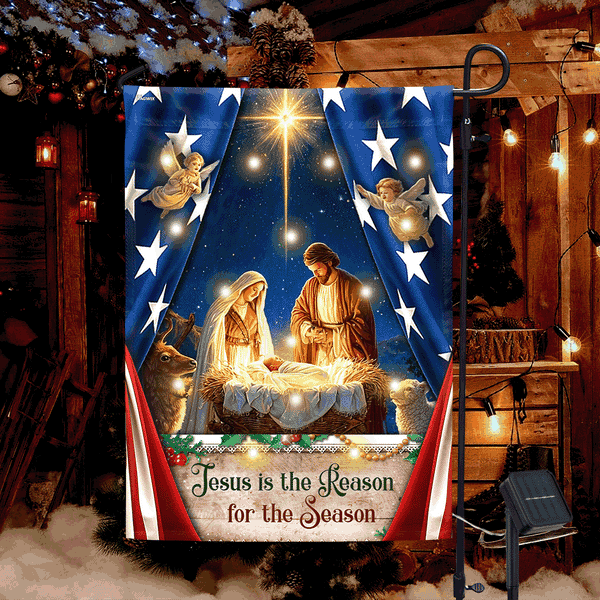 Jesus Is the Reason Flag | Nativity Faith American Christmas Decor